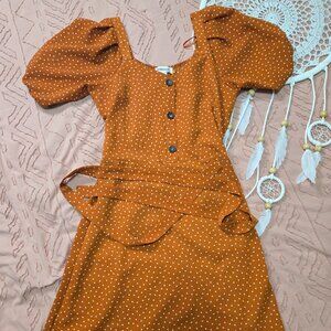 Monteau Orange Polka Dot Dress SZ SM